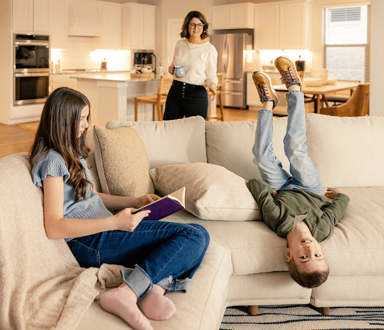 Family playing together in living room