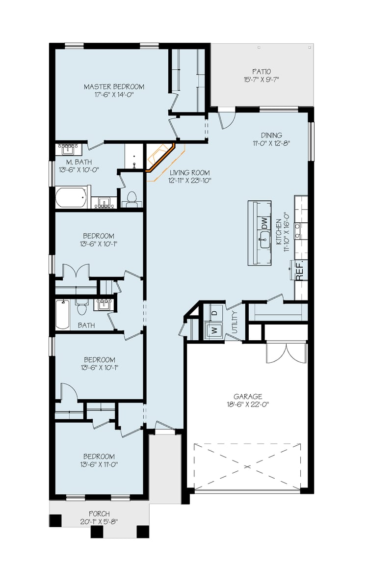 Floor plan of the Layla, a Betenbough Home's floor plan