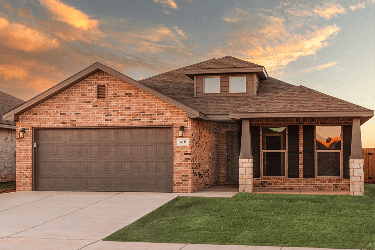 Exterior photo of the Nikki, one of Betenbough's homes with open floor plan.