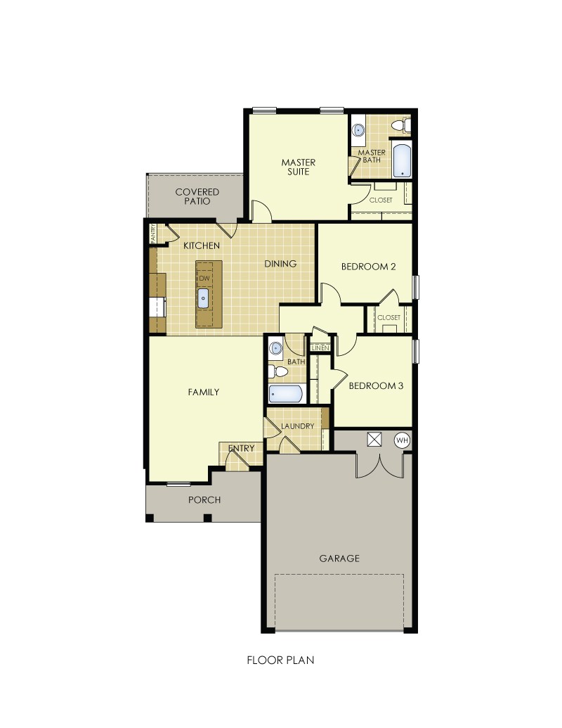 Drawing of floor plan for new Betenbough Homes 1,300 sq ft home.