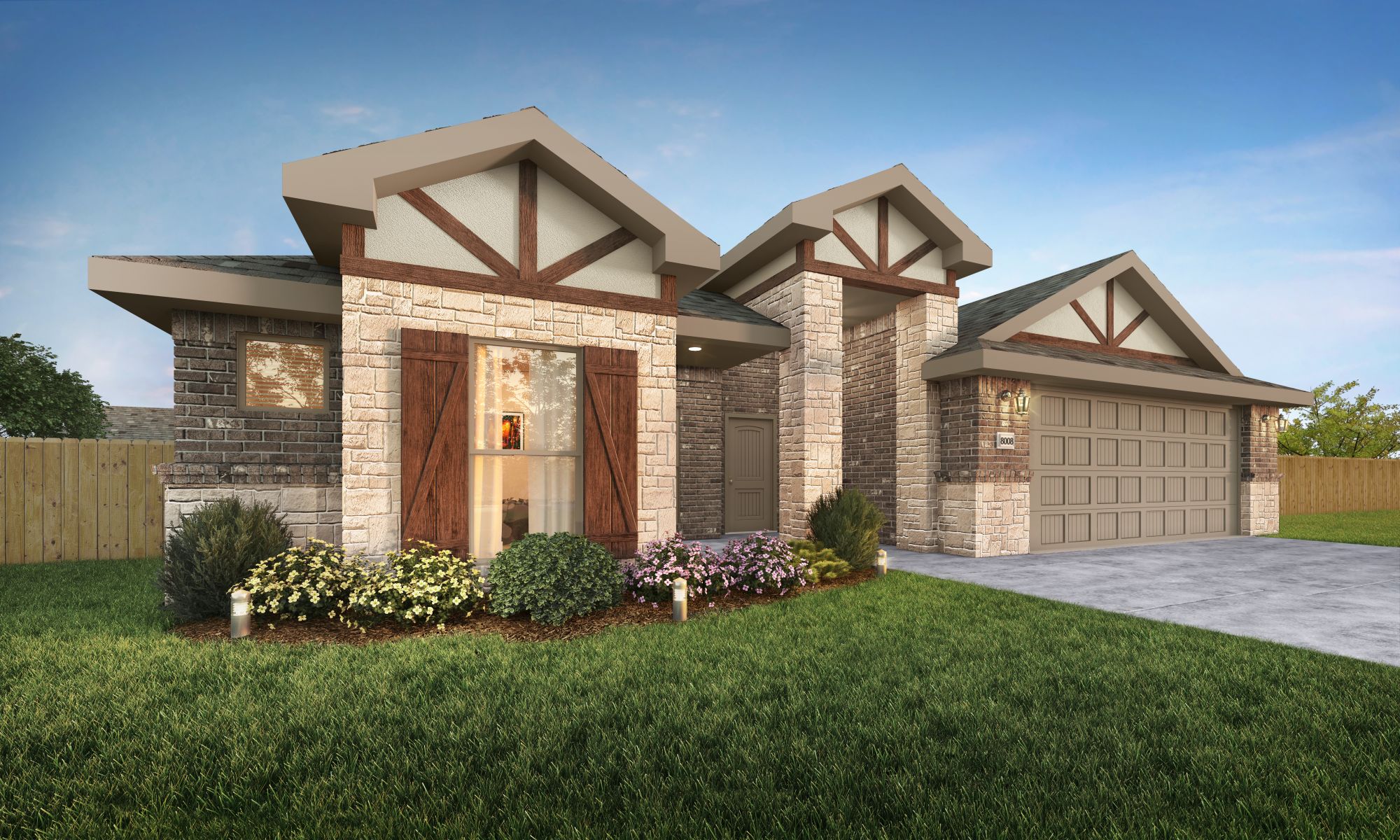 Rendering of The Kelly, a Betenbough Homes 2,600 sq ft floor plan with a front-entry garage.