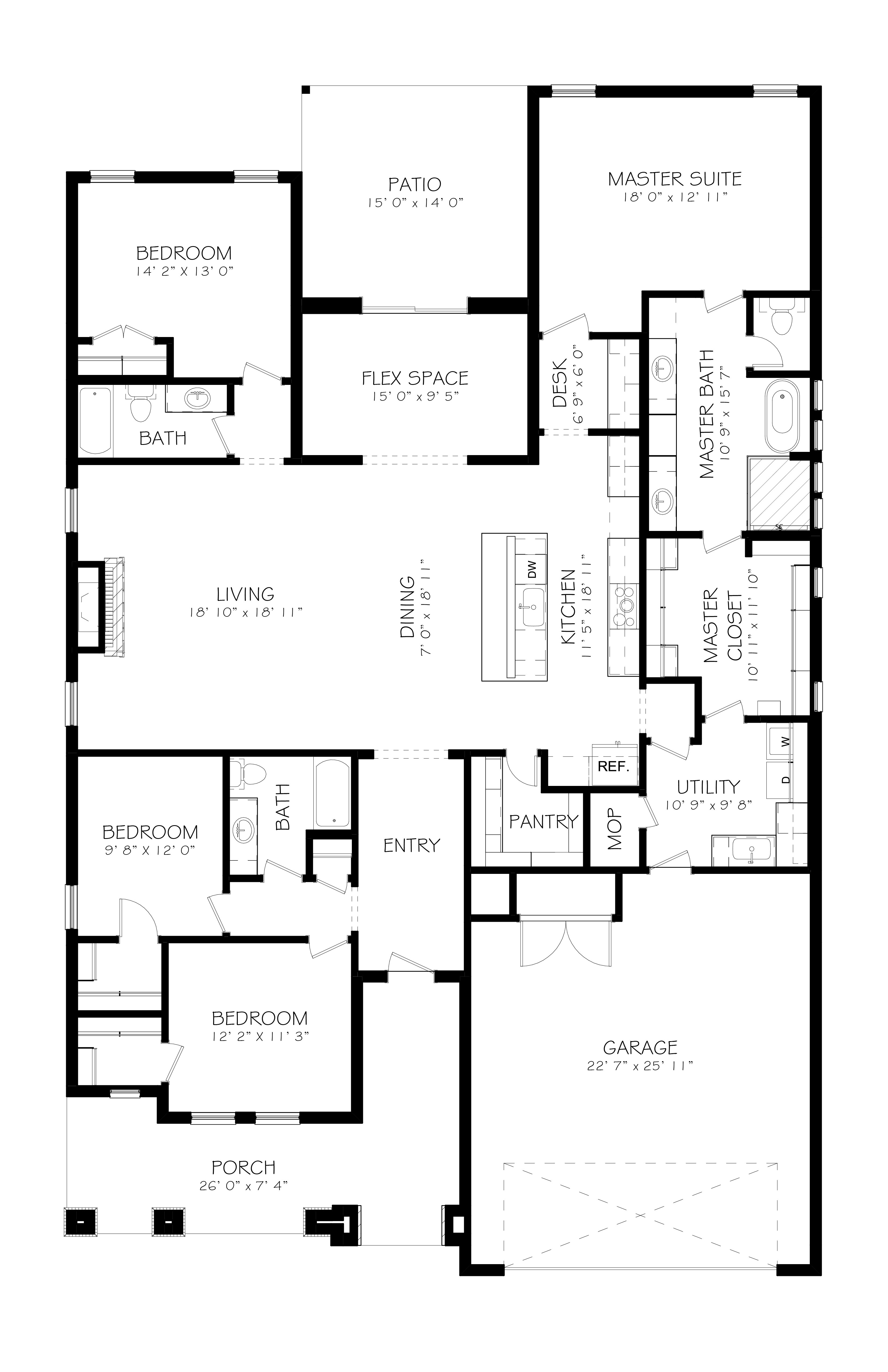 Floor plan for Betenbough Homes Signature Series homes.