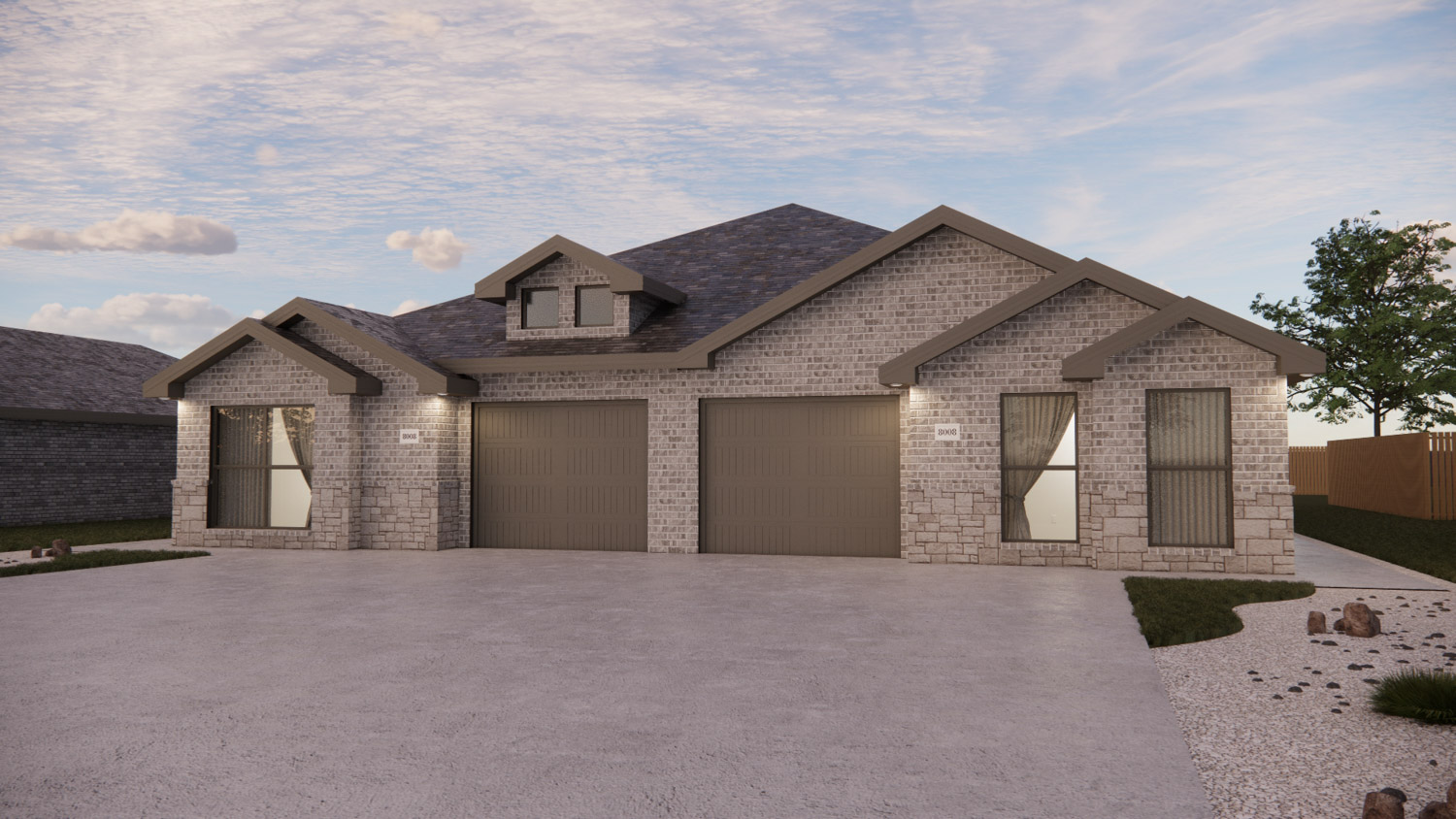 Rendering of exterior of Betenbough Homes townhome.