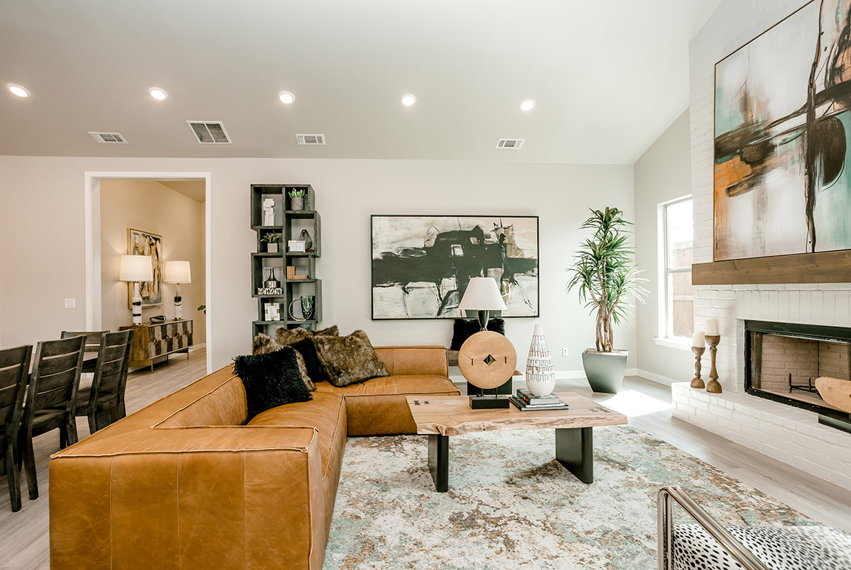 Photo of a furnished and decorated living room in a Betenbough home.