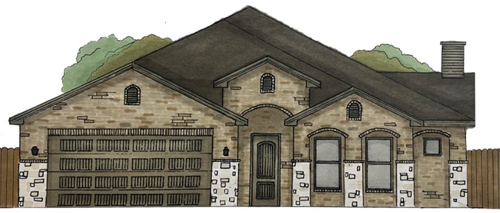 Drawing of the Betenbough Homes Grand Arches elevation.