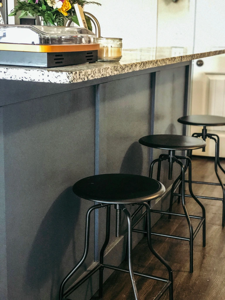 Photo of a board and batten kitchen island DIY home project.