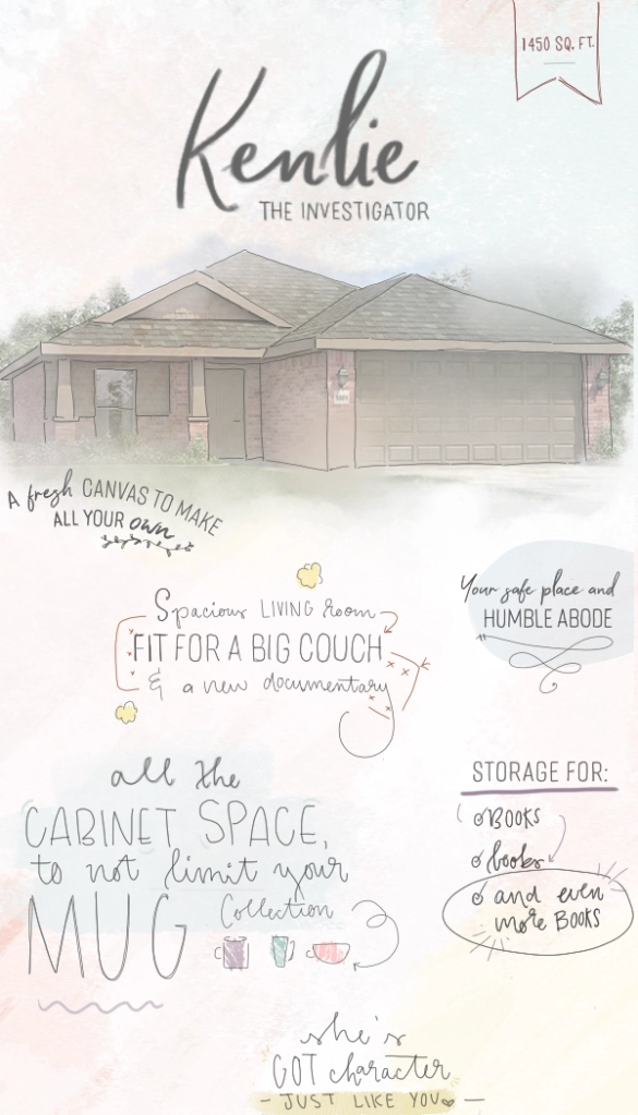 Graphic showing Betenbough Homes' Kenlie floor plan as the Enneagram's