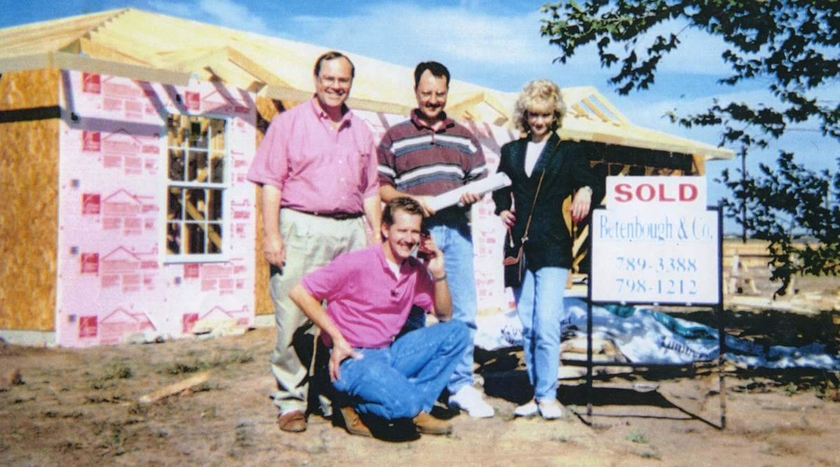 Photo of Ron and Rick Betenbough along with other early employees of Betenbough Homes that grew to become West Texas #1 new home builder.