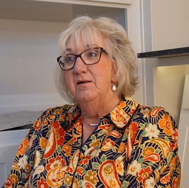 Photo of Brenda Brown, a homeowner who chose to buy a home from Betenbough's Origin Collection instead of renting in her retirement.