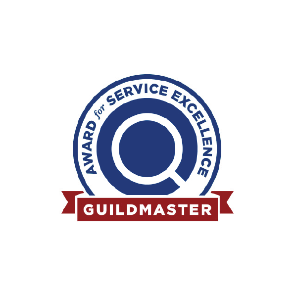 Logo for Guildmaster, an organization that has awarded Betenbough Homes fifteen times for excellence as a new home builder.