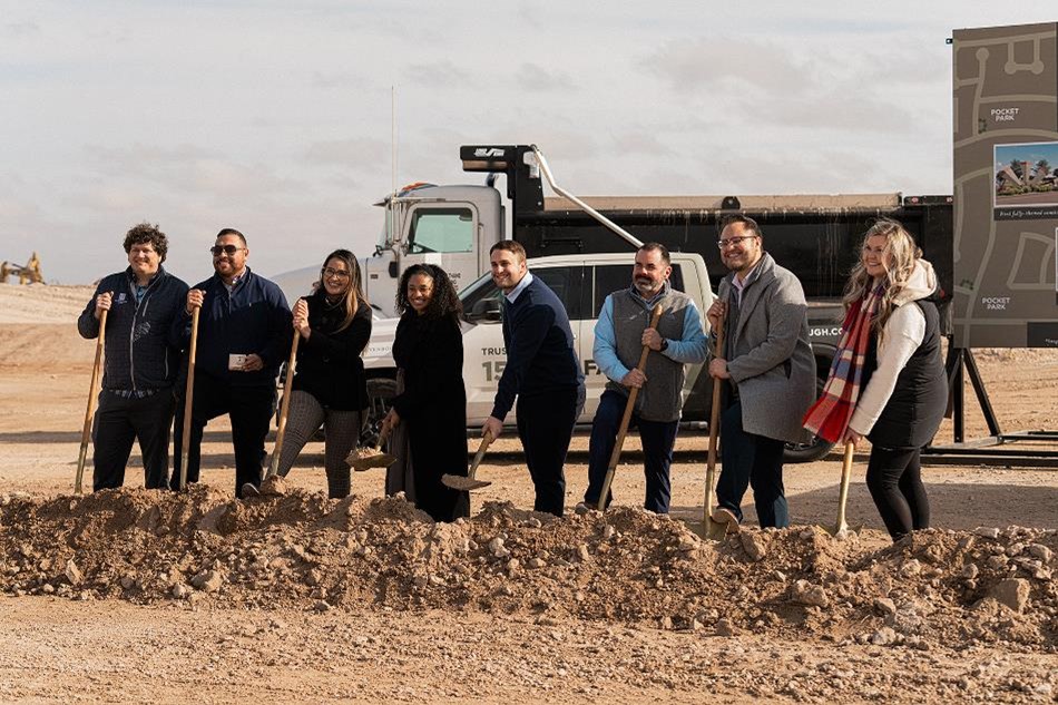 Photo of the Odessa Betenbough Homes team breaking ground in our Windmill Crossing Community.